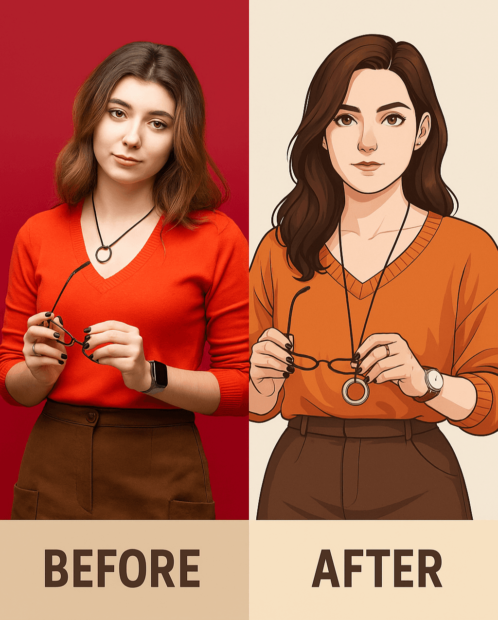 Before and after AI art generation