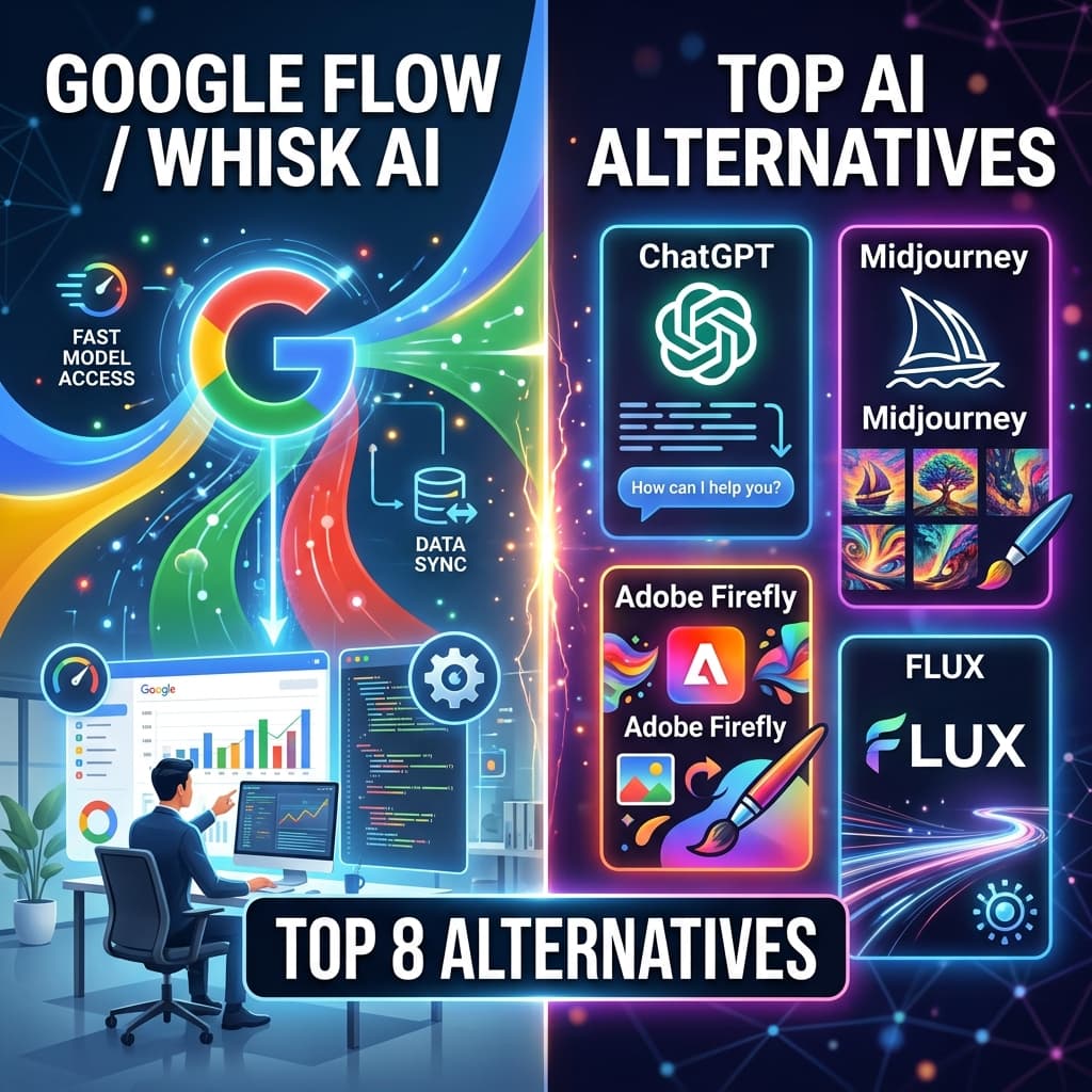 Comparison of top AI image and video generators and Google Flow alternatives in 2026
