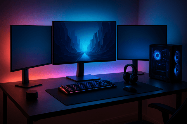 Scene: Cozy gaming desk setup